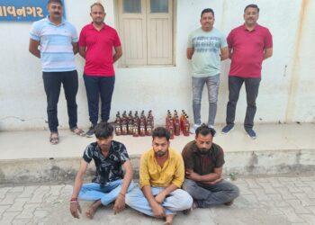 ભારતીય બનાવટનાં ઇંગ્લીશ દારૂની અલગ-અલગ બ્રાન્ડની બોટલ નંગ-૪૦ કિ.રૂ.૨૫,૦૭૦/-ના મુદ્દામાલ સાથે ત્રણ ઇસમોને ઝડપી પાડતી ભાવનગર લોકલ ક્રાઇમ બ્રાન્ચ