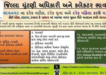 લોકસભા ચૂંટણીમાં મતદાન માટે મતદાર ફોટો ઓળખકાર્ડ-EPIC ઉપરાંત અન્ય ૧૨ દસ્તાવેજો પણ માન્ય રહેશે